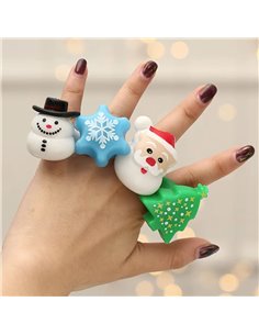 Δαχτυλίδι χριστουγεννιάτικο φωτιζόμενο 4x4εκ. 6 σχέδια κοκτέηλ