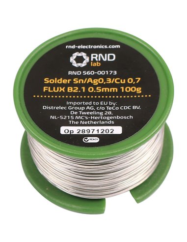 RND 560-00173 - No-Clean Solder Wire B2.1 217°C 0.5mm