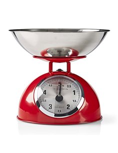 NEDIS KASC110RD Retro Kitchen Scales, Analogue, Metal, Red