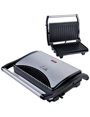 LIFE Joolz Inox Sandwich toaster with grill plates,700W