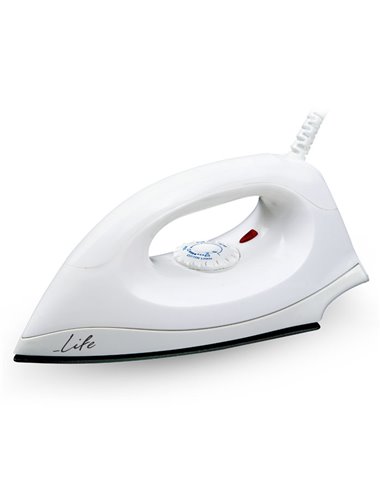 LIFE Pure White Dry Iron 1400W with teflon soleplate,white