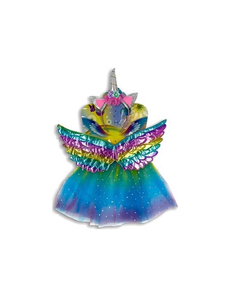 Σετ μονόκερος με φόρεμα, στέκα και φτερά μπλε