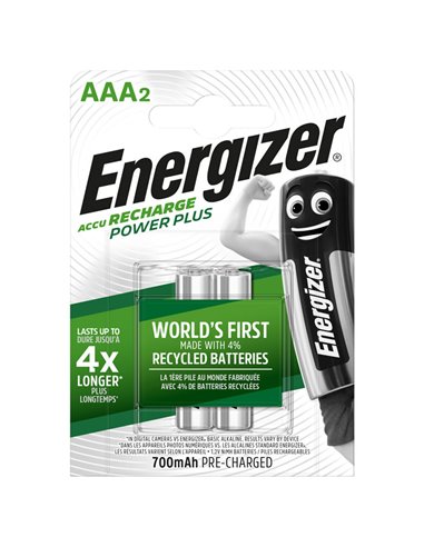 ENERGIZER AAA-HR03/700mAh/2TEM POWER PLUS RECHARGEABLE   F016481