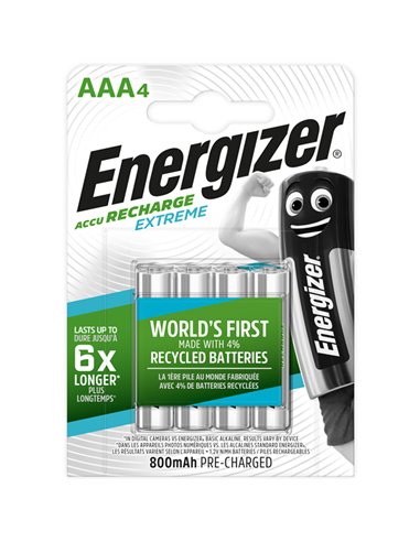 ENERGIZER AAA-HR03/800mAh/4TEM EXTREME RECHARGEABLE   F016482