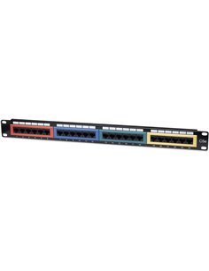 INT 513678 19" 1U CAT5e COLOR-CODED PATCH PANEL 24PORT UTP BLACK