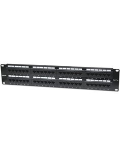INT 560283 19" 2U CAT6 ETHERNET PATCH PANEL 48PORT UTP BLACK