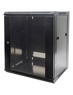 INT 711869 FLATPACK 19" 12U (635x570x450) WALLMOUNT CABINET BLACK