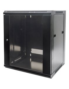 INT 711883 FLATPACK 19" 12U (635x570x600) WALLMOUNT CABINET BLACK