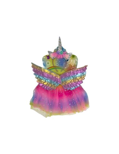 Σετ μονόκερος με φόρεμα, στέκα και φτερά ροζ