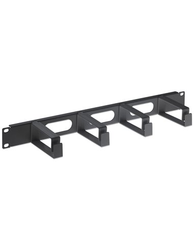 INT 711074 19" 1U CABLE MANAGEMENT PANEL, 4 LONG PLASTIC RINGS BLACK