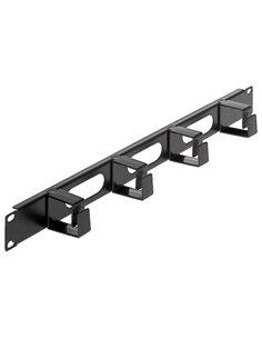 INT 711050 19" 1U CABLE MANAGEMENT PANEL, 4 SHORT PLASTIC RINGS BLACK