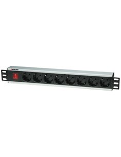INT 207157 19" POWER STRIP 8 SOCKETS GERMAN TYPE WITH SWITCH BLACK