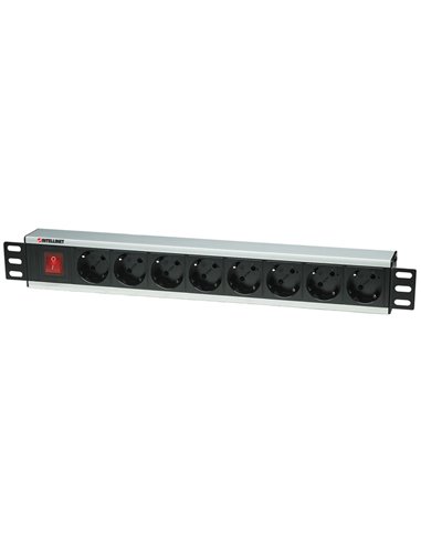 INT 207157 19" POWER STRIP 8 SOCKETS GERMAN TYPE WITH SWITCH BLACK