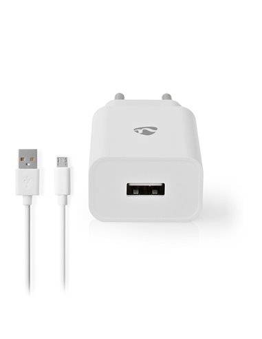 NEDIS WCHAM212AWT Wall Charger 1x 2.1A Port type: 1x USB-A Micro USB (Loose) Cab