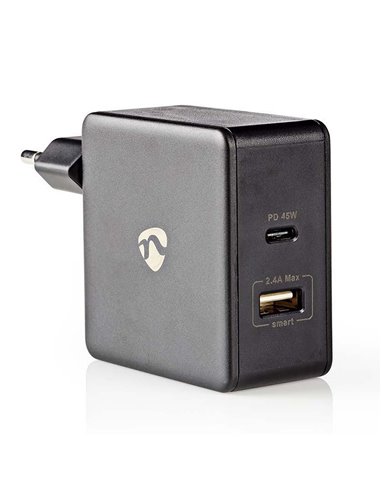 NEDIS WCPD45W100BK Wall Charger 1x 2.4A / 1x 3.0A