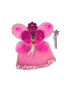 Σετ νεράιδα ροζ με τουτου, φτερά και ραβδί