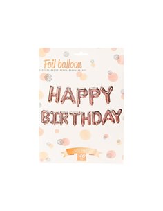 Σετ μπαλονιών-γράμματα Happy Birthday ροζ-χρυσό