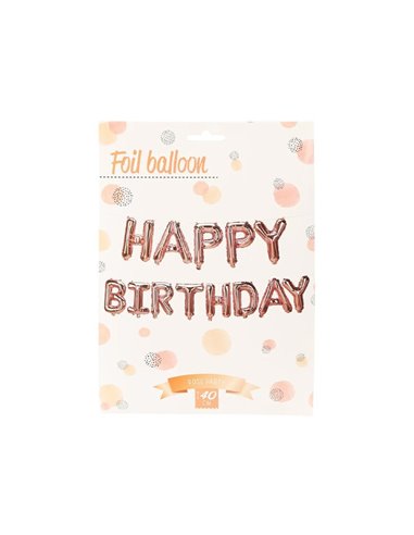 Σετ μπαλονιών-γράμματα Happy Birthday ροζ-χρυσό