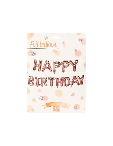 Σετ μπαλονιών-γράμματα Happy Birthday ροζ-χρυσό