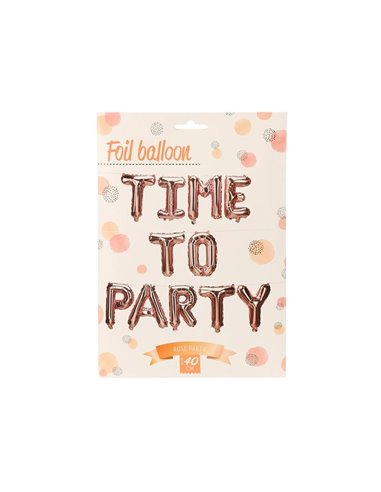 Σετ μπαλονιών-γράμματα Time to party ροζ-χρυσό