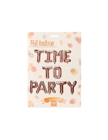Σετ μπαλονιών-γράμματα Time to party ροζ-χρυσό