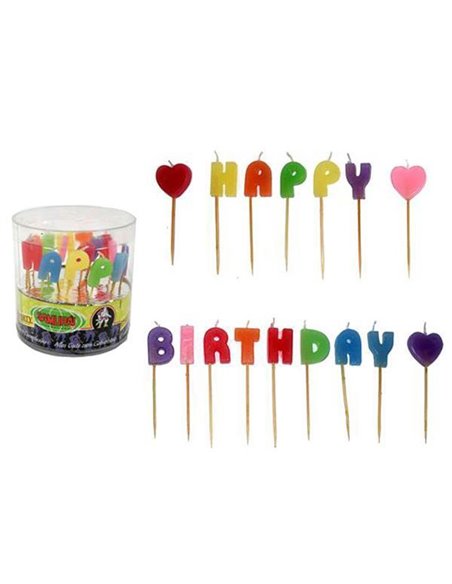 Κεράκια γενεθλίων "Happy Birthday" 2,5εκ. 16τεμ.