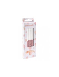 Κεράκια γενεθλίων ροζ glitter σε blister 12 τεμάχια Υ10εκ.