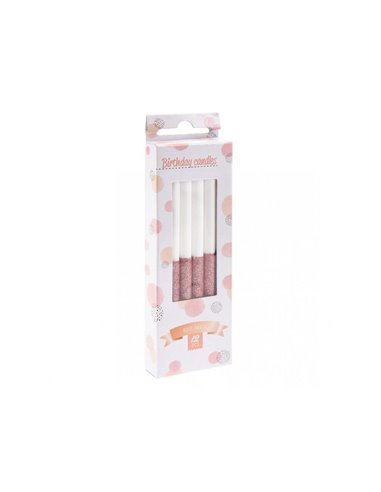 Κεράκια γενεθλίων ροζ glitter σε blister 12 τεμάχια Υ10εκ.