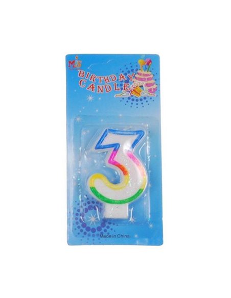 Κεράκια γενεθλίων Νο 3 σε blister