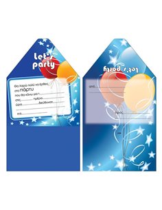 Next 10 προσκλήσεις πάρτυ  "μπαλόνια" 10x15εκ.