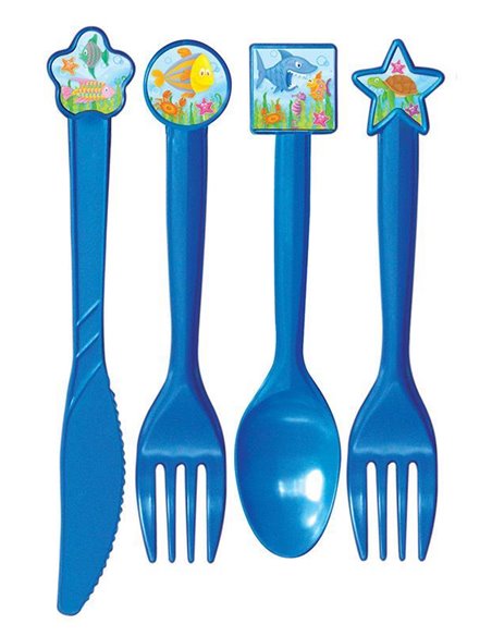 Μαχαιροπίρουνα με στίκερ "wild animals" 24τεμ.