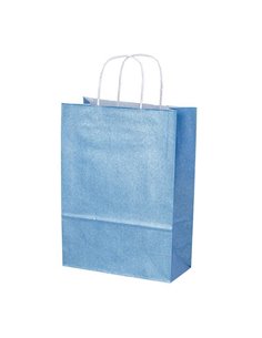 Next χάρτινη τσάντα glitter γαλάζια με στριφτό χερούλι Υ35x26x12εκ. Δυνατότητα εκτύπωσης