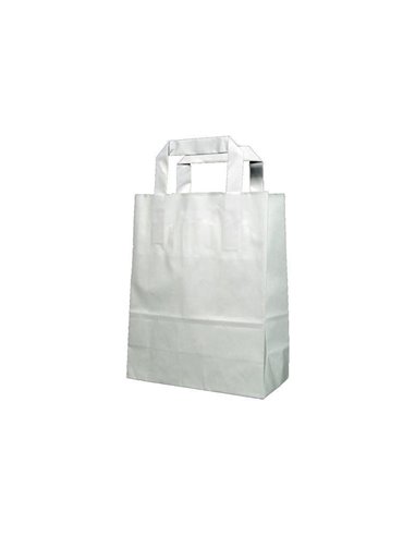 Next χάρτινη τσάντα άσπρη με πλακέ χερούλι Υ22x18x9εκ. Δυνατότητα εκτύπωσης