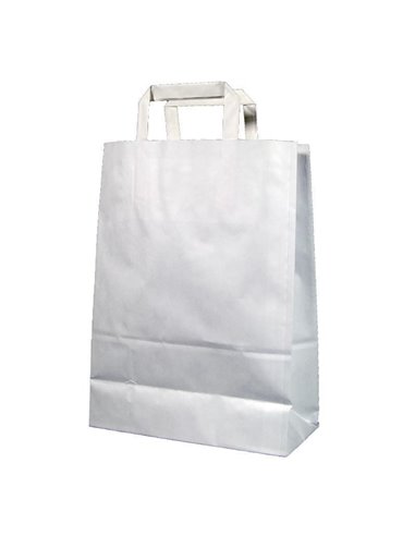 Next χάρτινη τσάντα άσπρη με πλακέ χερούλι Υ35x26x12εκ. Δυνατότητα εκτύπωσης