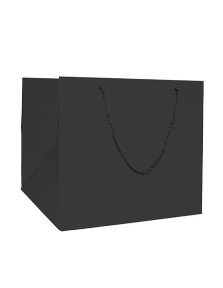 Next χάρτινη τσάντα μαύρη με κορδόνι Υ29x33x33εκ. πιέτα