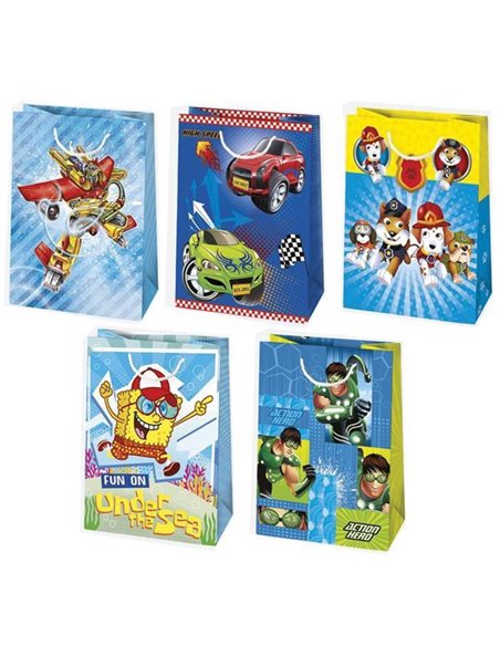 Χάρτινη τσάντα "Boy Heroes mix" Υ40x29x12 εκ. διάφ. σχέδια (T9_OG_46)