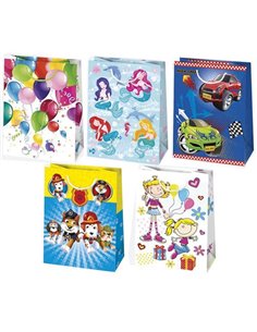 Χάρτινη τσάντα παιδική, γίγας Υ56x40,5x25 εκ. διάφ. σχέδια  (T17_OG_7)