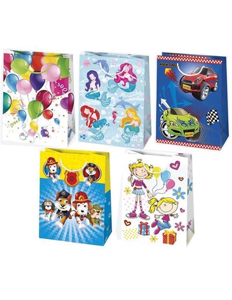 Χάρτινη τσάντα παιδική, γίγας Υ56x40,5x25 εκ. διάφ. σχέδια  (T17_OG_7)