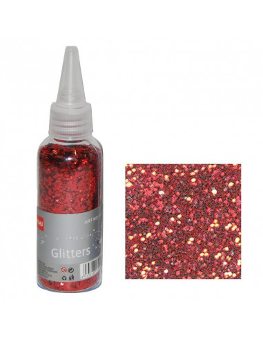Glitter νιφάδες 1/24'' σε μπουκάλι κόκκινη 30γρ.