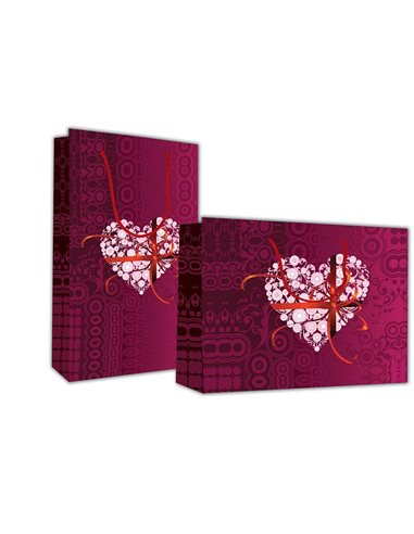 Next χάρτινη τσάντα Ροζ καρδιά με κορδέλα Υ24x23x10