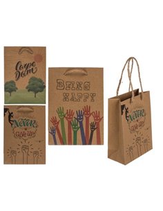 Χάρτινες τσάντες κραφτ με μηνύματα, κοκτέηλ 3 σχέδια Υ16x11,5x6εκ.