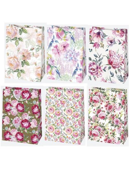 Χάρτινη τσάντα Floral mix (T5_OG_147 ) Υ32x23x11 εκ.