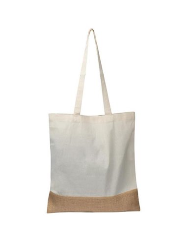 Τσάντα βαμβακερή με μακρύ χερούλι και βάση από λινάτσα Υ42x38εκ. Δυνατότητα εκτύπωσης