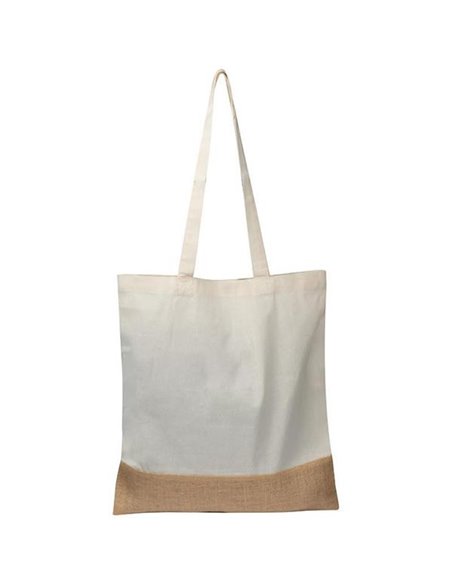 Τσάντα βαμβακερή με μακρύ χερούλι και βάση από λινάτσα Υ42x38εκ. Δυνατότητα εκτύπωσης
