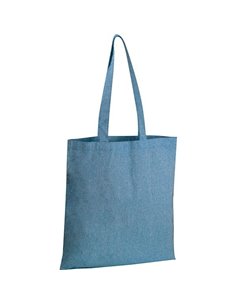Τσάντα από ανακυκλωμένο βαμβάκι με μακρύ χερούλι μπλε Υ42x37,5x2εκ. Δυνατότητα εκτύπωσης