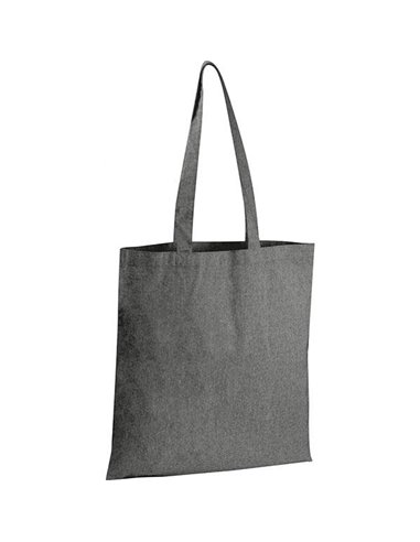 Τσάντα από ανακυκλωμένο βαμβάκι με μακρύ χερούλι μαύρη Υ42x37,5x2εκ. Δυνατότητα εκτύπωσης