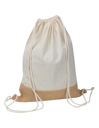 Τσάντα βαμβακερή πλάτης με βάση από λινάτσα Υ51.5x40εκ. Δυνατότητα εκτύπωσης