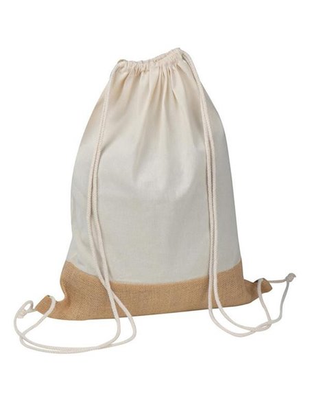 Τσάντα βαμβακερή πλάτης με βάση από λινάτσα Υ51.5x40εκ. Δυνατότητα εκτύπωσης