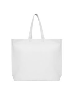 Τσάντα non woven λευκή Υ40x54x10εκ πιέτα. Δυνατότητα εκτύπωσης