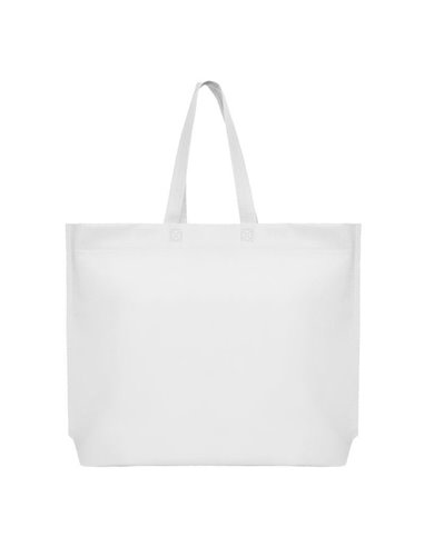 Τσάντα non woven λευκή Υ40x54x10εκ πιέτα. Δυνατότητα εκτύπωσης